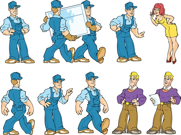 Work Service Guys and their good clients — Stock Vector