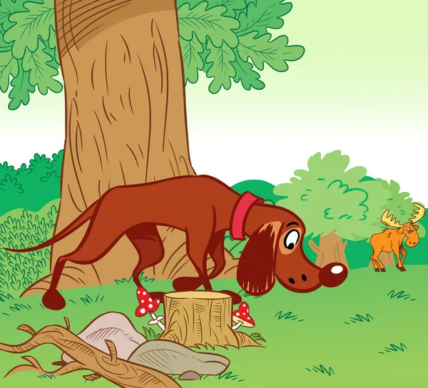 Pies myśliwski w lesie — Wektor stockowy