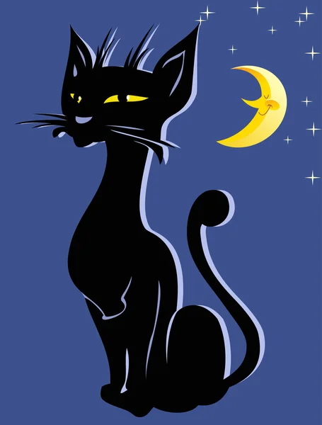 Rátétes stílusú, egy fekete macska — Stock Vector