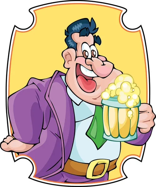 Hombre en traje con cerveza — Vector de stock