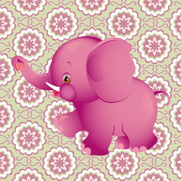 ピンクの象をアップリケします。 — ストックベクタ