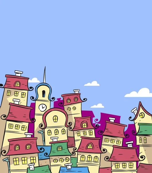 Little boy drawing a pretty small town Royalty Free Vector