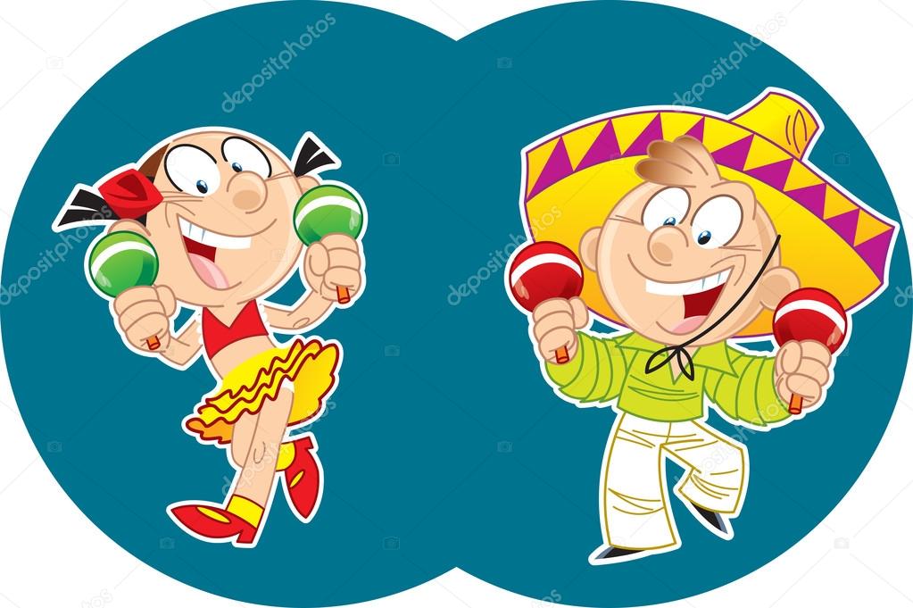 Mexican dance with maracas — Stock Vector © Verzhy 24623315