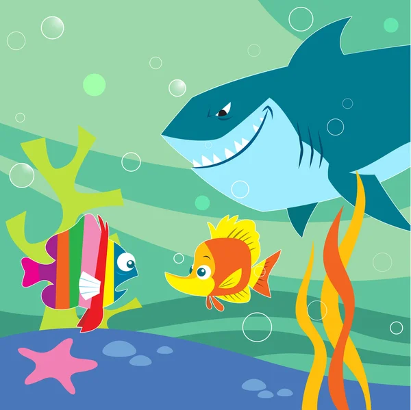 Peces de dibujos animados — Vector de stock