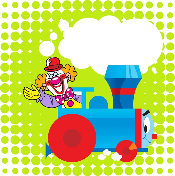 Cartoon locomotive with a clown — Stock Vector