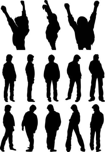 Silhouettes d'adolescents — Image vectorielle