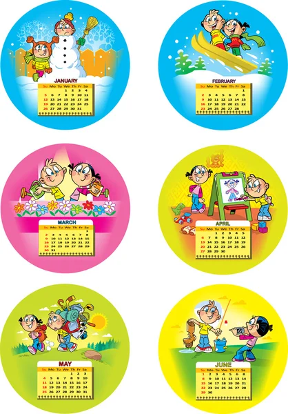 Grappige kinderen kalender — Stockvector