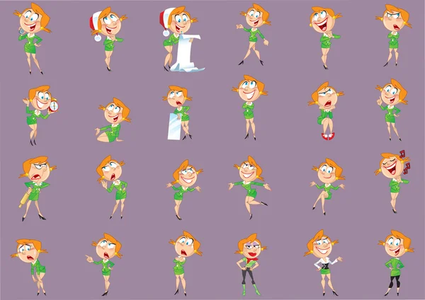 Mujer hermosa en varias poses — Vector de stock