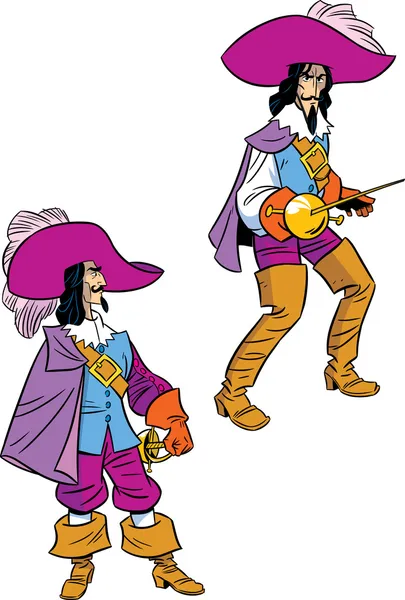 Musketeer in two poses — Stock Vector