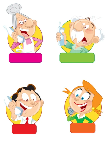Family members with phones — Stock Vector