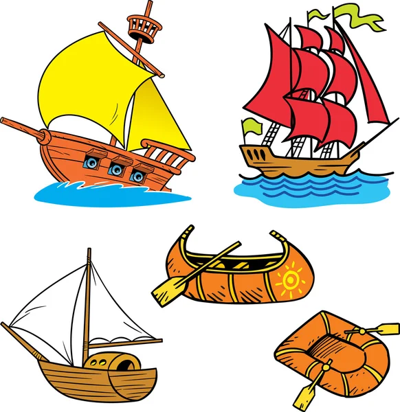 Groupe de petits navires — Image vectorielle