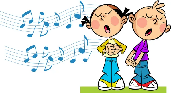 Дети поют — стоковый вектор