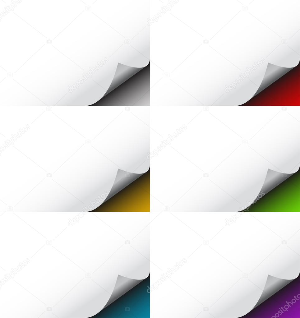 Abstract Turned Page Background Set