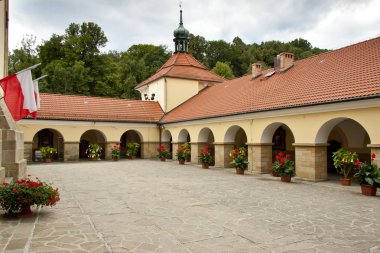 Courtyard of Church in Kalwaria Zebrzydowska. clipart