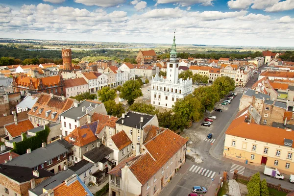 Aerial view on city hall - Chelmno, Poland. — Stock Photo, Image