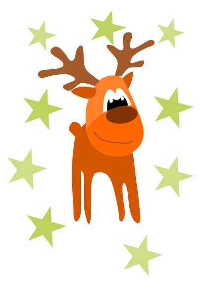Смешной олень вожжи - иллюстрация на Рождество . — стоковый вектор