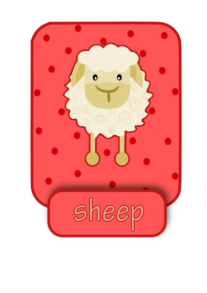 White happy sheep on pink background — Stock Vector