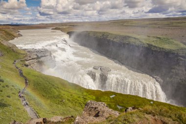 gullfoss şelale - İzlanda üzerinde havadan görünümü.