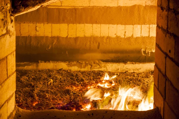 View to industrial coal burning stove. — Stock Photo, Image