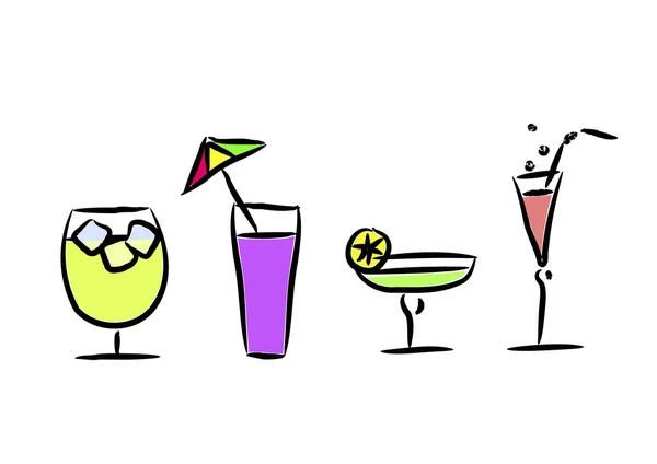 Verschillende cocktails. vectorillustratie — Stockvector