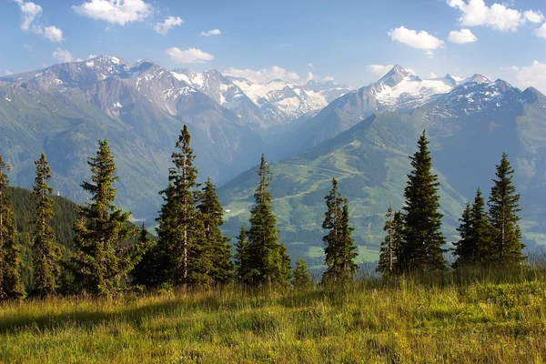 Blick von den kitzbüheler alpen auf hohe tauern mit grossglockner, kitzsteinhorn und gross wiesbachhorn - Österreich — Stockfoto