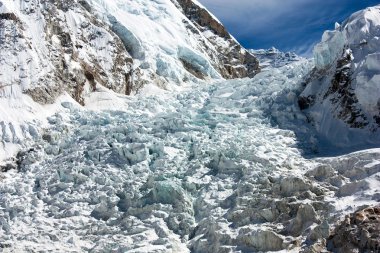 aşağıilerleyen khumbu - everest ana kampı görünümünden