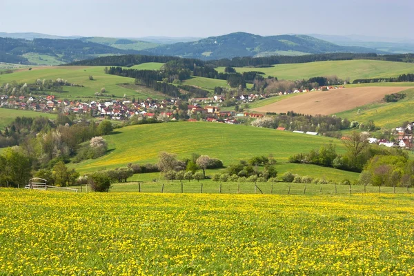 Панорамним видом на Horni Lidec село - Carpathiam гори - Чеська Республіка — стокове фото