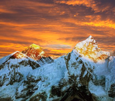Evening colored view of Everest from Kala Patthar - Nepal clipart
