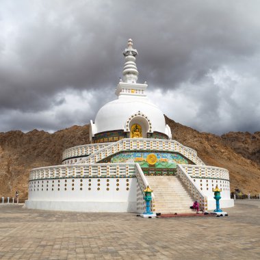 Tall Shanti Stupa near Leh - Jammu and Kashmir - Ladakh - India clipart