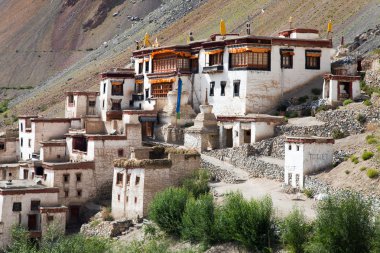 Lingshed (Lingshet, Lingshot) gompa - buddhist monastery in Zanskar valley - Ladakh - Jamu and Kashmir - India clipart