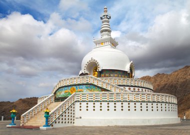 Tall Shanti Stupa near Leh - Jammu and Kashmir - Ladakh - India clipart
