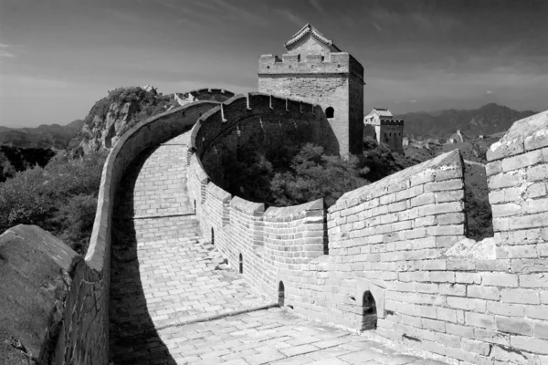 Zwart-wit weergave van grote muur - china — Stockfoto