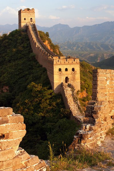 View of evening Great Wall of China located in Hebei province