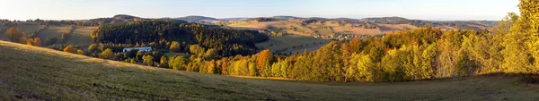 Herbstblick Aus Dem Böhmischen Und Mährischen Hochland Dorf Vecov Zdarske — Stockfoto