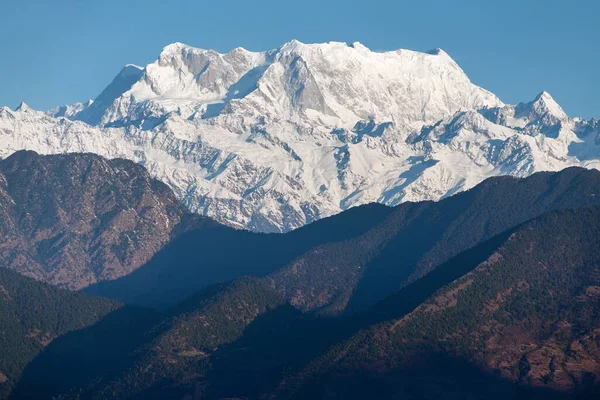 Mount Chaukhamba Woodland Himalaya Panoramic View Indian Himalayas Mountains Great — Stock Photo, Image