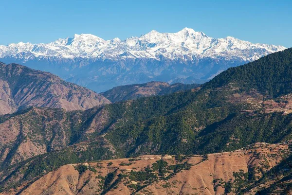 Mount Bandarpunch Himalaya Панорамний Вид Індійських Гімалаїв Великий Гімалайський Хребет — стокове фото