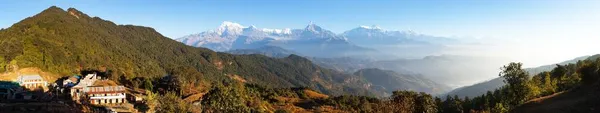 Panoramic View Annapurna Range Phanchase Bhanjyang Village Pass Nepal Himalayas — Stock Photo, Image