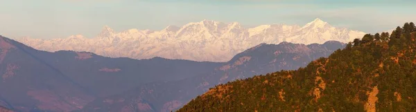 Vista Panoramica Serale Dell Himalaya Indiano Grande Catena Himalayana Uttarakhand — Foto Stock