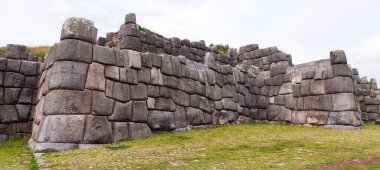 Sacsayhuaman, Cusco veya Cuzco 'daki İnka harabelerinin manzarası, Peru