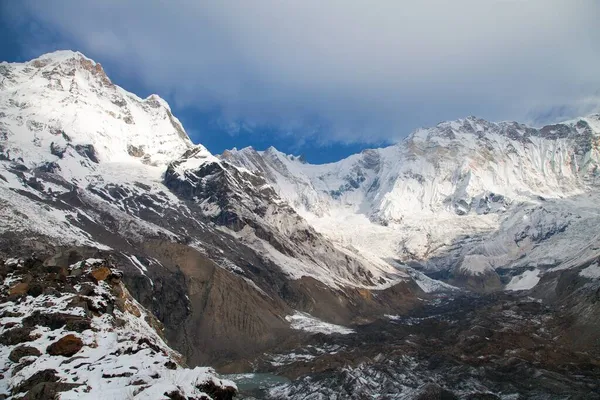 Monte Annapurna Acampamento Base Sul Annapurna Trilha Trekking Circuito Annapurna — Fotografia de Stock