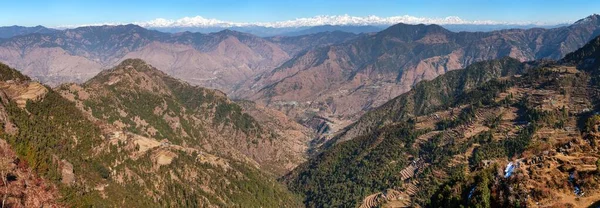 Ιμαλάια Πανοραμική Θέα Των Ινδικών Ιμαλαΐων Βουνά Μεγάλη Σειρά Ιμαλαΐων — Φωτογραφία Αρχείου