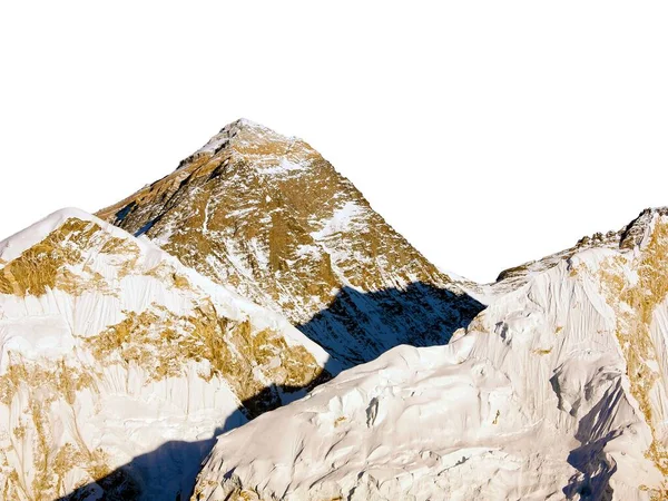 Berg Everest Geïsoleerd Witte Lucht Achtergrond Avonds Panoramisch Uitzicht Mount — Stockfoto