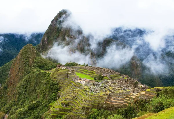 Machu Picchu Panoramautsikt Över Peruanska Inkan Stad Unesco Världsarv Plats — Stockfoto