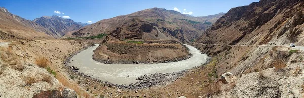 Rzeka Panj Autostrada Pamir Panj Jest Górną Częścią Rzeki Amu — Zdjęcie stockowe