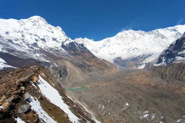 Góra Annapurna Obozu Południowego Annapurna Okrągły Szlak Trekkkingowy Obwodzie Annapurna — Zdjęcie stockowe