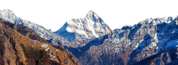 Berg Nanda Devi Geïsoleerd Witte Lucht Achtergrond Een Van Beste — Stockfoto