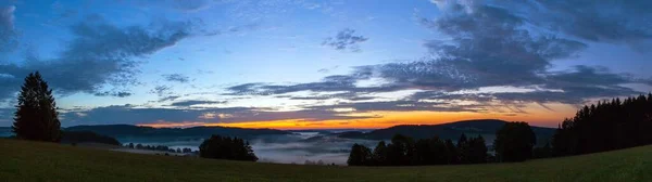 Morning Evening Panoramic Sunset View Beautiful Sky Bohemian Moravian Highland — Stock Photo, Image