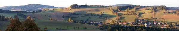 Widok Jesienny Wyżyny Czeskiej Morawskiej Wieś Vecov Zdarske Vrchy Czechy — Zdjęcie stockowe