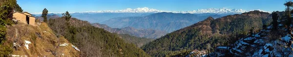 Himalaya Panoramic View Indian Himalaya Mountain Small House Great Himalayan — Stock fotografie