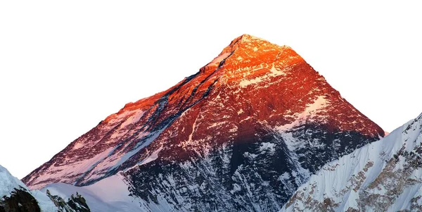 Berg Everest Geïsoleerd Witte Lucht Achtergrond Avonds Panoramisch Uitzicht Mount — Stockfoto